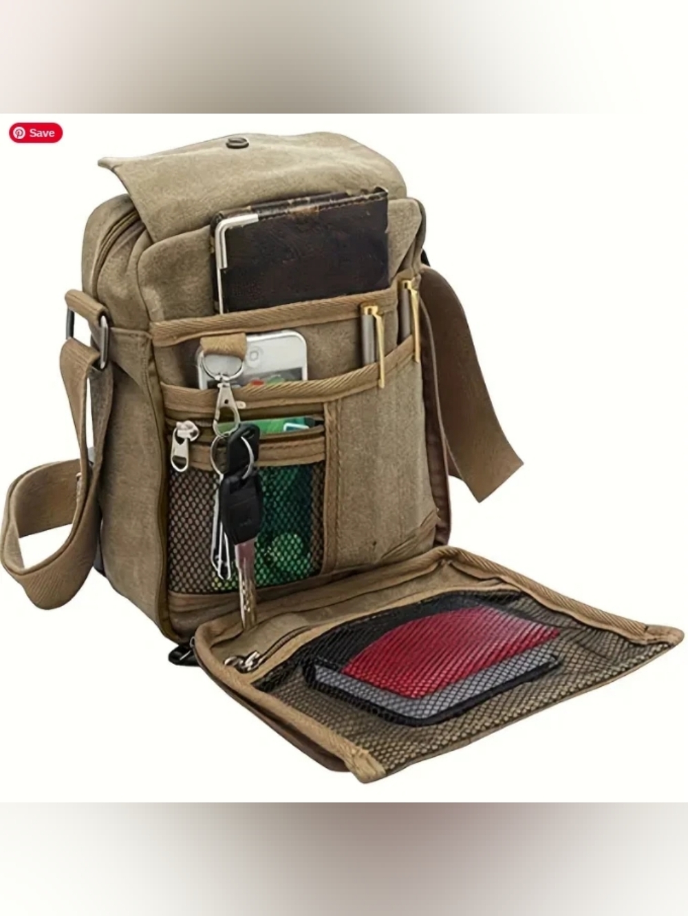 Small Messenger Canvas Crossbody and Shoulder Bag - Spacious - Durable - Picture 11 of 11